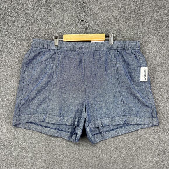 Old Navy Shorts Womens Large High Rise Linen Blend Lightweight Summer - Picture 1 of 15